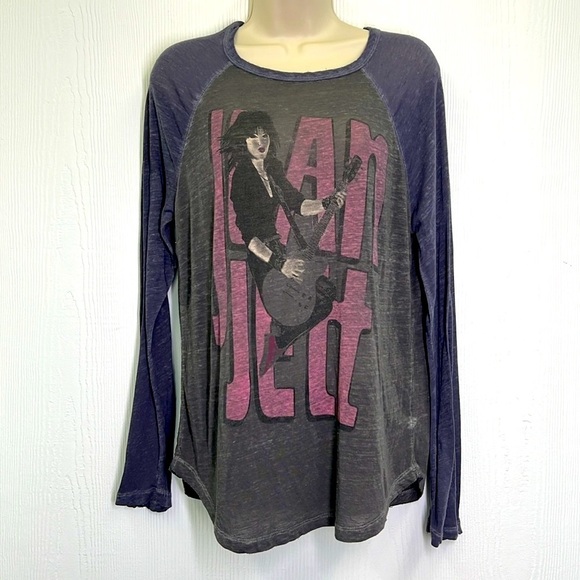 Lucky Brand - Joan Jett Graphic Burn Out Gray Long Sleeve Band  Top Size Small - Picture 2 of 11